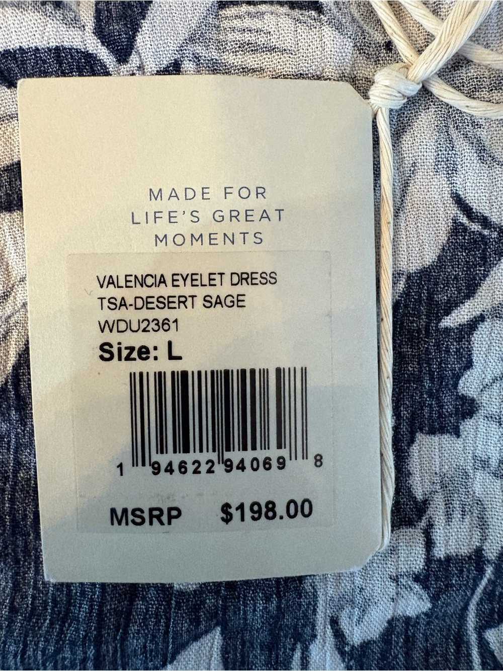 Faherty Sorrento Maxi Dress Women L Navy Blue Hawaiian Floral Puff Sleeve NWT - Picture 6 of 9